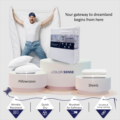 Queen Light Gray Cotton Blend Percale Sheet Set
