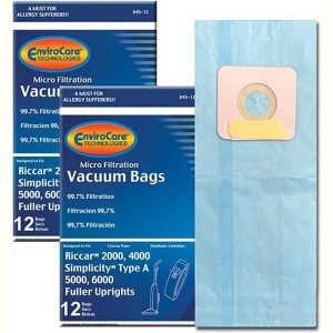 Riccar 2000, 4000 and Vibrance Series. Simplicity 5000, 6000 and Symmetry Type A Micro Filtration Vacuum Cleaner Bags 24 Bags - 1 of 4