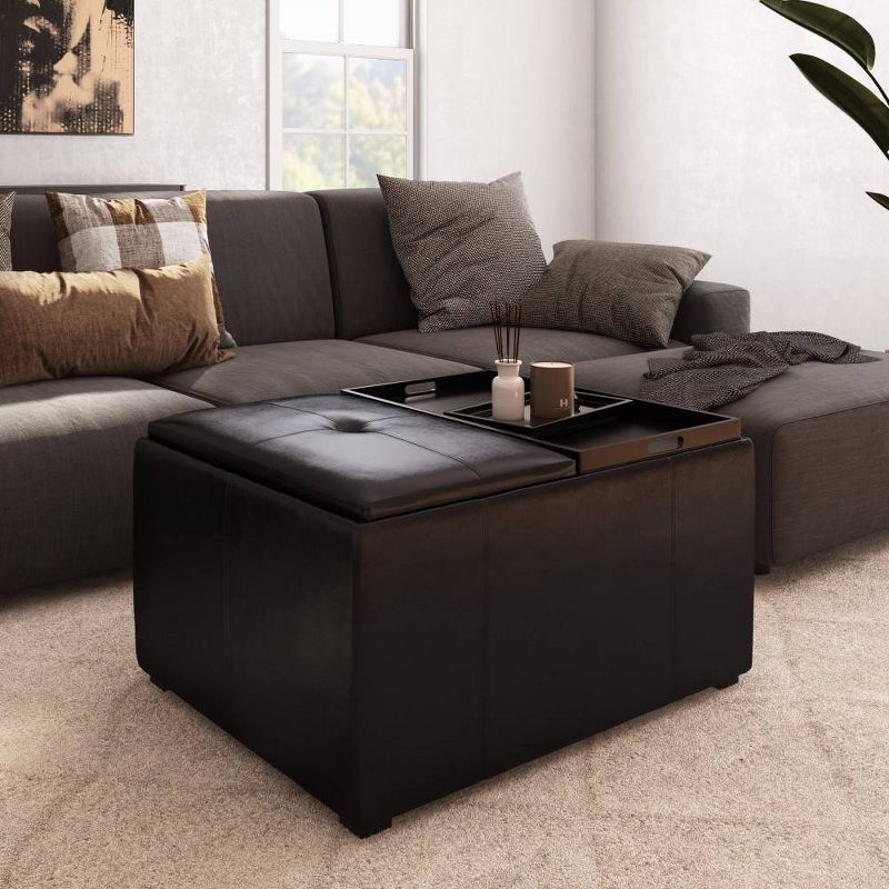 Franklin Square Coffee Table Storage Ottoman and benches - WyndenHall, 3 of 13