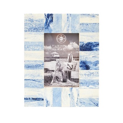 Beachcombers 4x6 Blue Resin Coastal Picture Frame for Table or Mantle Decor