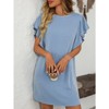 Coolmee Women's Crew Neck Flounce Cap Sleeve Casual Basic Loose Summer Mini Dresses - 2 of 4
