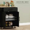 LunaLulinlk Kitchen Island with Storage, Rolling Kitchen Cart with AC Outlets and USB Ports, Black - 3 of 4