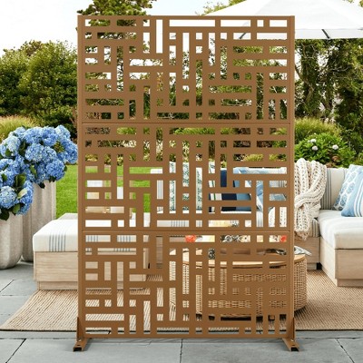 TUYOHW Metal Privacy Screen Outdoor, Decorative Privacy Panels, Freestanding Privacy Screen for Patio, Garden, Pool (White Square)