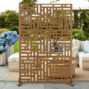 TUYOHW Metal Privacy Screen Outdoor, Decorative Privacy Panels, Freestanding Privacy Screen for Patio, Garden, Pool (White Square) - 1 of 4