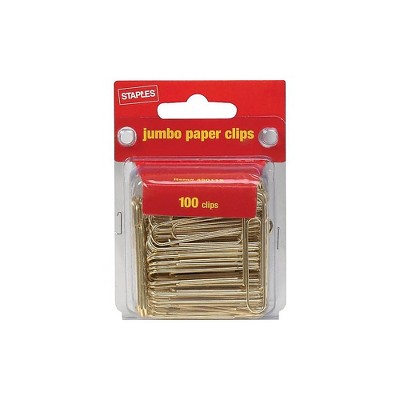 Staples Jumbo Gold Paper Clips Smooth 100/Pack (32012) 480112