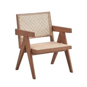 Simple Relax Rattan and Wood Accent Chair in Natural - 1 of 4