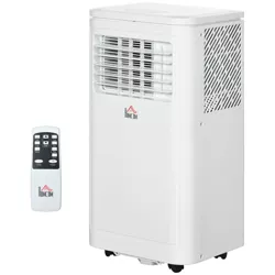 HOMCOM 8,000 BTU Portable Air Conditioner Fan with Remote for Rooms Up to 161 Sq. Ft., Evaporative Cooler, Home AC Unit with Dehumidifier, White