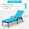 Tangkula 2PCS Patio Rattan Wicker Lounge Chair Back Adjustable Recliner Chaise w/Turquoise Cushion - 2 of 4
