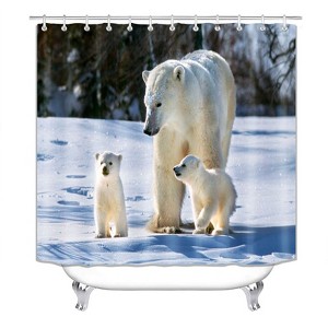 Family White Bear Shower Curtains for Bathroom Waterproof Fabric Bath Curtain Durable Soft Stylish Bathroom Decor 72x72 Inch - 1 of 1