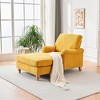 37.4"W Chenille Modern Mid-Century Oversized Comfort Sleeper Chaise Lounger Chair with Solid Wood Legs and Removable Cushions - 2 of 4