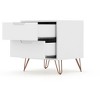 Gulches Mid-Century Modern 2-Drawer Nightstand, White MDF Bedroom Side Table with Metal Splayed Legs, Smooth Gliding Drawers for Storage & Display - 3 of 4
