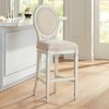 55 Downing Street Wood Bar Stool Vanilla Cream 31" High French Vintage Retro Almond Cushion with Backrest Footrest for Kitchen Counter Height Island - 2 of 4