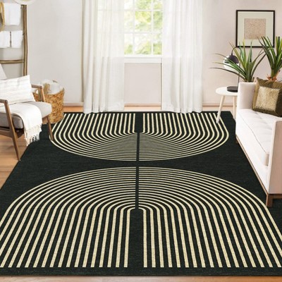Geometric Rug Contemporary Washable Rugs Modern Arch Pattern Living Room Carpet Non Slip Non Shedding Indoor Floor Rugs