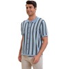 INSPIRE CHIC Men's Striped Knitted Summer Short Sleeves Button Down Jacquard Polo Shirts - 2 of 4