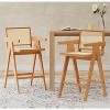 Lyngins Square Bar Stools Set of 2 with Armrests,Rattan Kitchen Chairs with Wood Frame,Polyester Counter Stools for Kitchen Island,Pub - 4 of 4