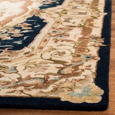 Empire Navy and Beige Hand-Tufted Wool Area Rug 3' x 5'