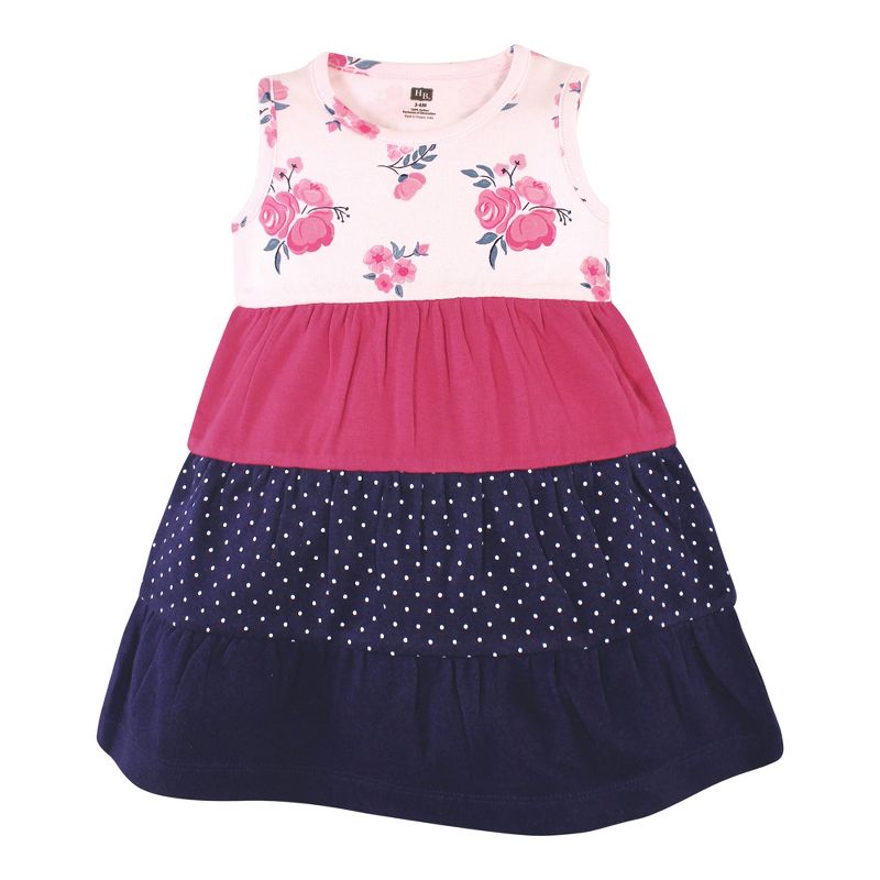 Hudson Baby Baby Girls Cotton Dresses, Pink Navy Floral, 3 of 5