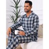 INSPIRE CHIC Men's Two Pieces Long Sleeve  Button Down Checked Plaid Pajamas Set - 4 of 4