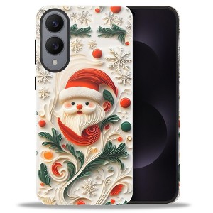 BONGEEK Case Compatible with Samsung Galaxy S25 Edge,Scratch Resistant Hybrid 2-Layer Hard Shell Bright Phone Case,Christmas Santa Green Leaves Cute - 1 of 4