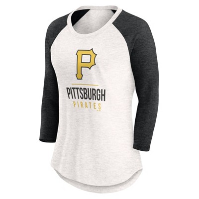 MLB Pittsburgh Pirates Women's White 3/4 Sleeve Fashion T-Shirt