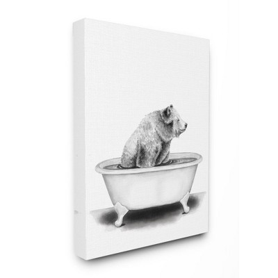 Stupell Industries Bear In A Tub Funny Animal Bathroom Drawing