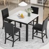 NicBex 5 Piece Dining Table Set with Faux Marble Top for 4 Kitchen Rectangle Table Set with 4 Nailhead Trims Side Chairs for Dining Room - 2 of 4