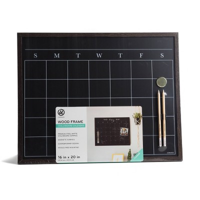 U Brands 16&#34;x20&#34; Wood Frame Chalkboard Calendar
