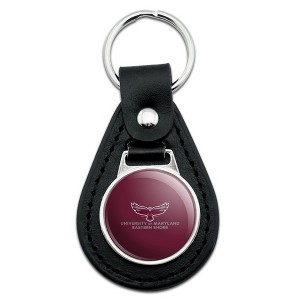 University of Maryland Eastern Shore Primary Logo Black Leather Keychain - 1 of 4