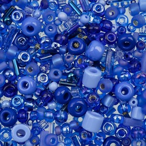 John Bead Czech Glass Seed Beads Bag Arts & Crafts Embellishments Blue Assorted Mix 50 Grams - 1 of 4