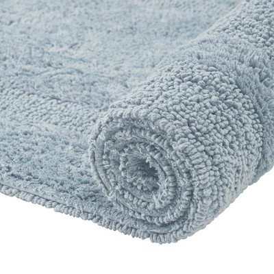 Lux Blue Cotton Tufted Reversible Bath Rug Set