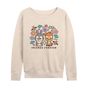Women's - Disney - Thumper Friends Forever Lightweight French Terry Wide Neck Long Sleeve Shirt - 1 of 4