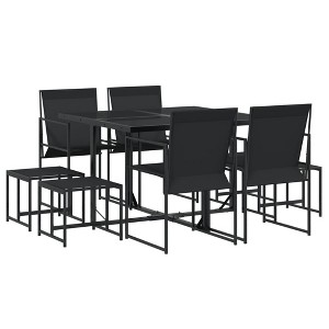 vidaXL Patio Dining Set Table and Chair Garden Outdoor Furniture Black Textilene - 1 of 4
