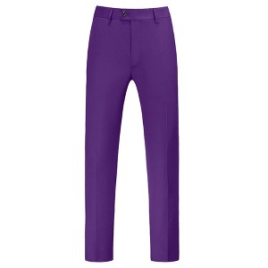 Lars Amadeus Men's Regular Fit Flat Front Chino Business Wedding Suit Pants - 1 of 4