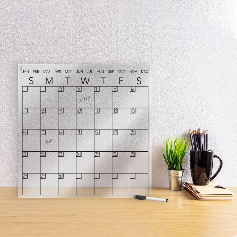 12&#34; x 12&#34; Acrylic Dry Erase Calendar Clear - New View, 3 of 5