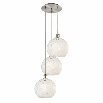 White Mouchette - 3 Light Cord Hung Multi Pendant In Modern Style-10.25 Inches Tall and 16.5 Inches Wide