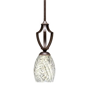 Toltec Lighting Zilo 1 - Light Pendant in  Dark Granite with 5" Natural Fusion Shade - 1 of 1