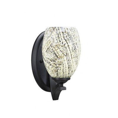 Toltec Lighting Zilo 1 - Light Sconce in  Matte Black with 5" Natural Fusion Shade
