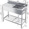 Freestanding Stainless Steel Utility Sink with Faucet, Single Bowl & Hot/Cold Water Pipes for Garage, Laundry Room - 3 of 4