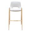 Faux Leather Barstool 39" H White With Gold Electroplated Steel Frame and Armrests by Zuo Modern (Set of 2) - 4 of 4