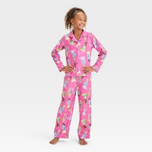 Girls' Disney Princess 2pc Coat Pajama Set - Pink - 1 of 4