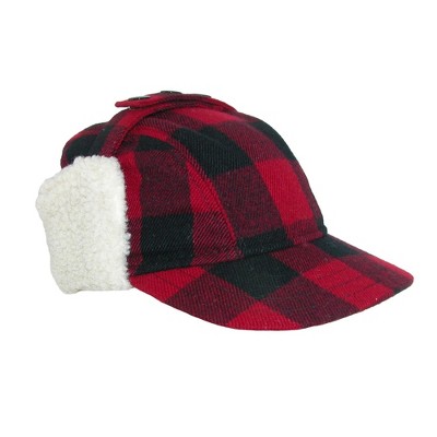 Broner Men's Wool Plaid Outdoor Cap with High Pile Fleece Earflaps
