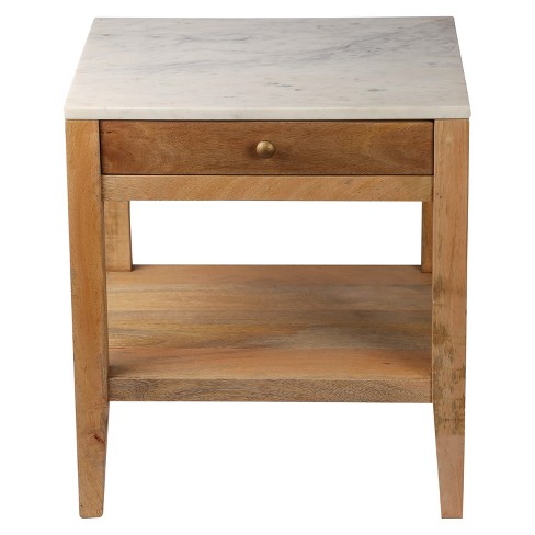 marble and wood one drawer accent table - threshold™