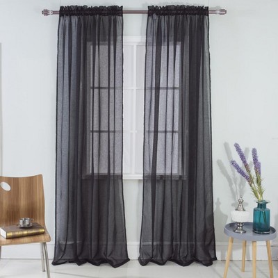 RT Designers Collection Astro Textured Rod Pocket Curtain Panel 54" x 90" Black