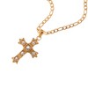 Anna-Kaci Gold Tone Cross Pendant Necklace with Green Gemstone Accents - 3 of 4