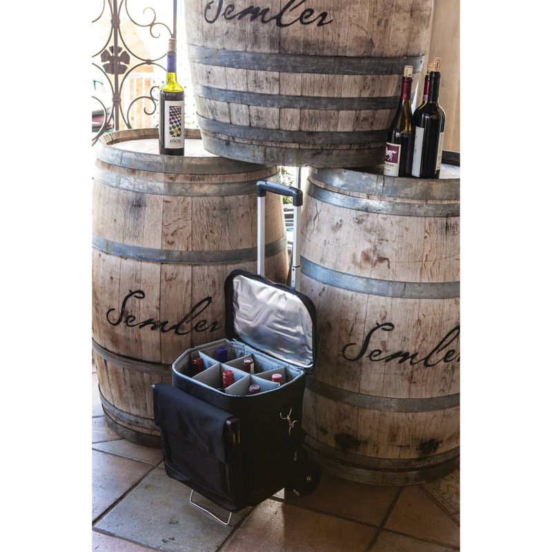 Picnic Time Six Bottle Wine Carrier and 2.25qt Cooler Tote - Black, 5 of 6