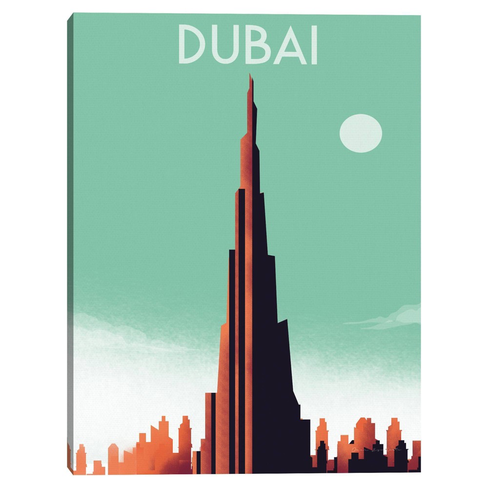 Photos - Other Decoration 18" x 24" Dubai by Omar Escalante Canvas Art Print - Masterpiece Art Gallery: Modern Cityscape Wall Decor