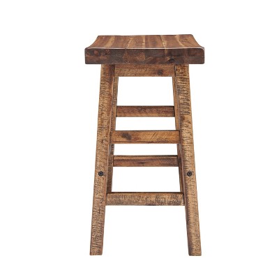 Durango 26" Brown Wood and Metal Saddle Stool