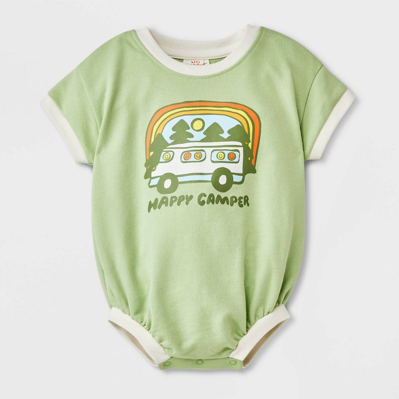 Baby Happy Camper Graphic Romper - Cat & Jack™ Light Green, 1 of 8