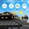 Acekool Hardtop Gazebo for Patio with Netting and Curtains, Metal Roof Canopy Aluminium Frame Permanent Pavilion, Brown - 2 of 4