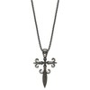 Black Bow Jewelry Stainless Steel Antique White Bronze-Plated CZ Cross Necklace, 24 Inch - 2 of 4